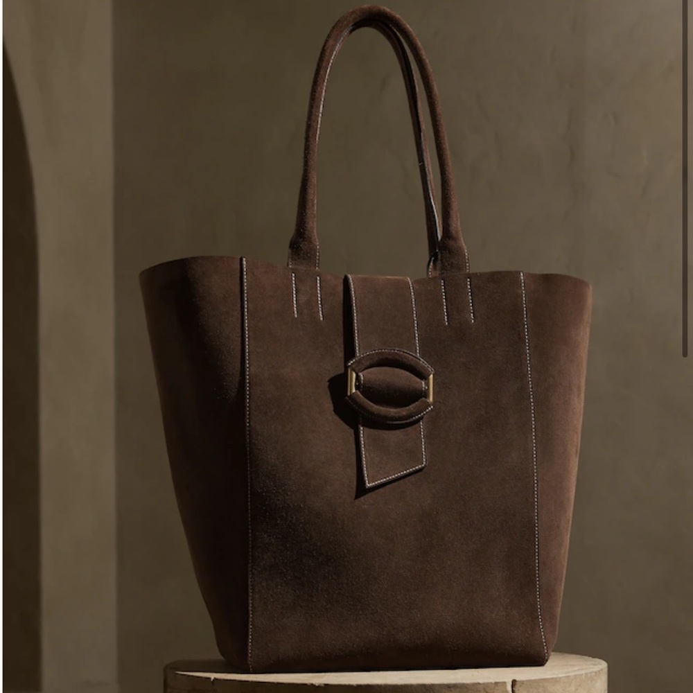 Banana Republic Corso Suede Leather Top Handle Tote Bag